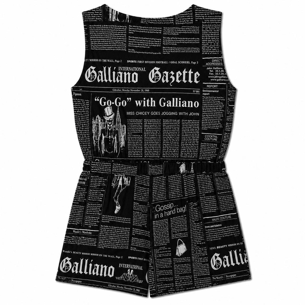 Galliano Vintage 2000's Newspaper Playsuit with Hardware - Picture 2 of 8
